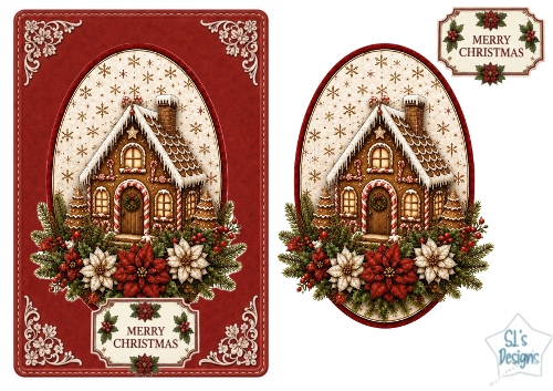 Gingerbread House Christmas Topper – Cute Festive Design with Merry Christmas Label