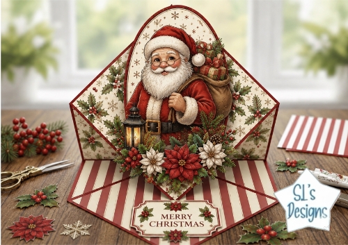 Santa Lantern Christmas Pop‑Up Card Topper
