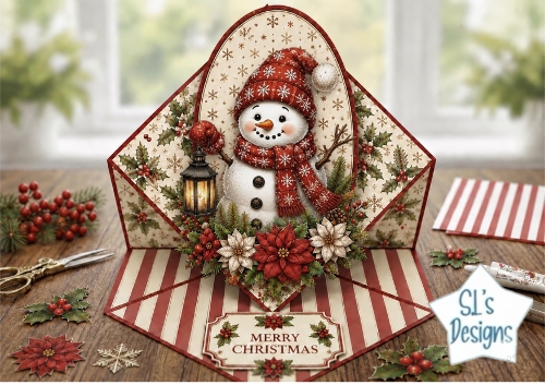 Snowman Lantern Christmas Card Topper