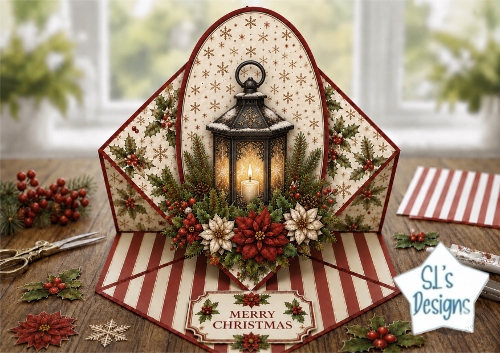 Christmas Lantern Floral Card Topper