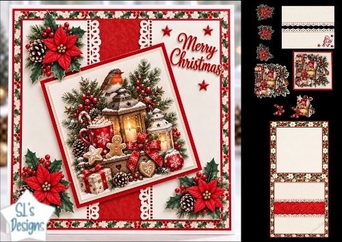 Lantern & Gingerbread Treats Christmas Card Topper