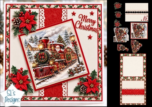 Santa Train Christmas Card Topper