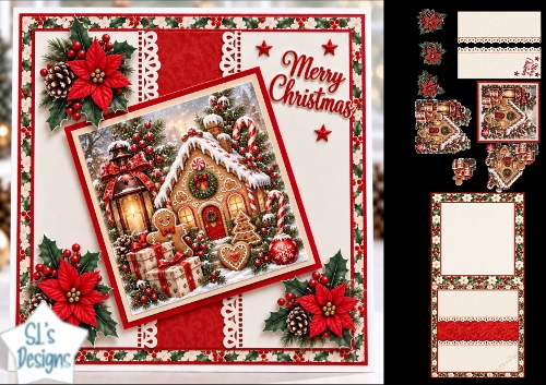 Gingerbread House Lantern Christmas Card Topper