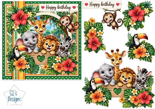 Jungle Animals Birthday Card Topper