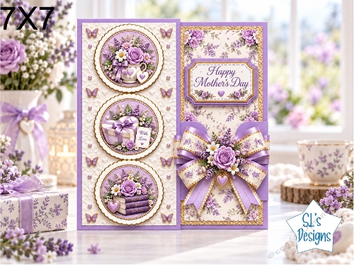 Lilac Mothers Day Roses and Gifts 7x7 Card Kit