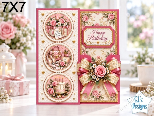 Pink & Gold Elegant Lady Birthday 7x7 Card Kit
