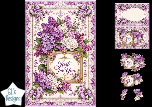 Elegant Lilac & White Floral Just for You Topper for Cards