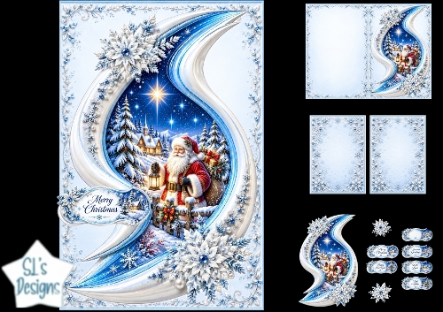 Classic Santa with Lantern Merry Christmas Winter Topper