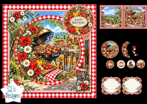 BBQ Birthday Topper – Outdoor Grill Party Card Set