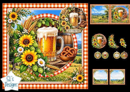 Beer & Harvest Card Topper – Rustic Autumn Celebration Set