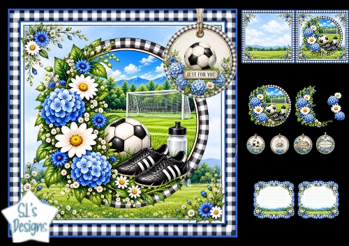 Soccer Field Card Topper – Sport & Flowers Celebration Set