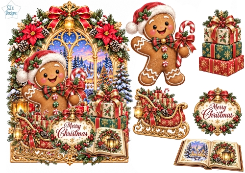 Gingerbread Christmas Castle Card Kit – Cute Festive Topper