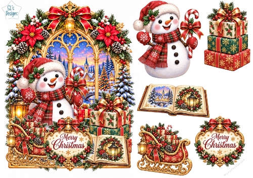 Snowman Christmas Castle Card Kit – Festive Winter Topper
