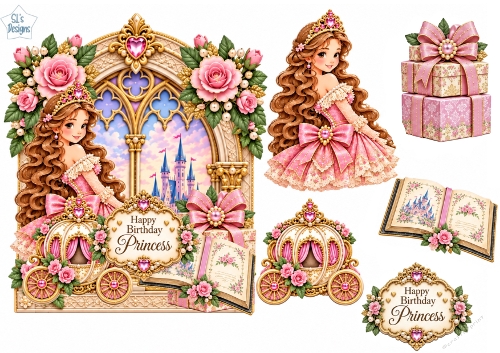 Princess Castle Birthday Card Kit – Elegant Fantasy Topper