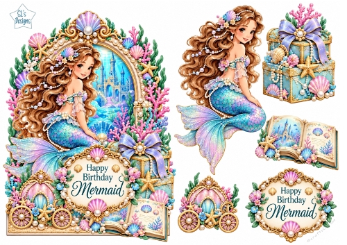 Mermaid Castle Birthday Card Kit – Magical Underwater Topper