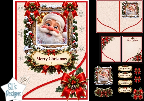 Santas Rustic Christmas Frame Card Kit – Festive Holiday Topper