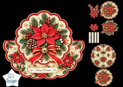Poinsettia & Pinecone Christmas Topper Kit – Elegant Festive Frame