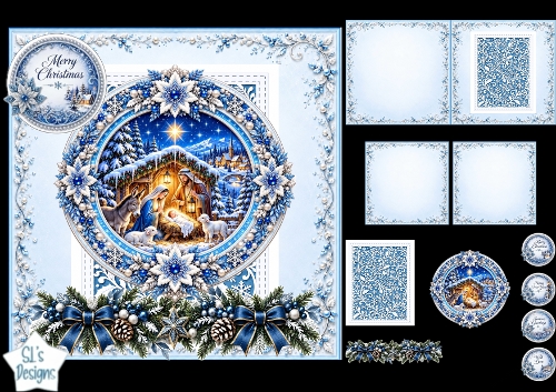 Luxury Blue Christmas Nativity