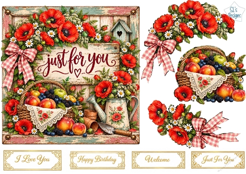 Rustic Poppy Garden Frame Topper Kit