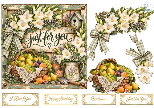 Rustic White Gladiolus Garden Frame Topper Kit
