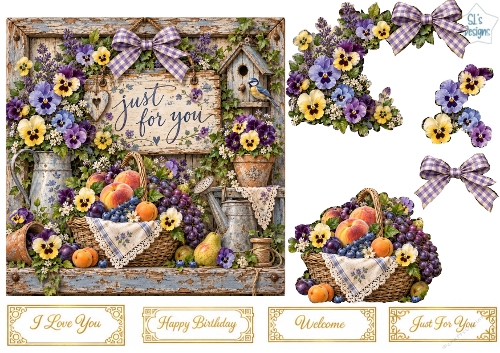 Rustic Pansy Garden Frame Topper Kit