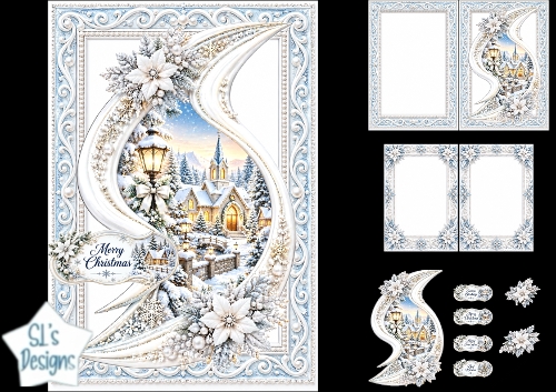 Elegant Winter Village Christmas Card Kit