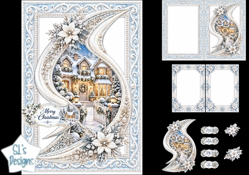 Luxury Snowy Cottage Christmas Card Kit