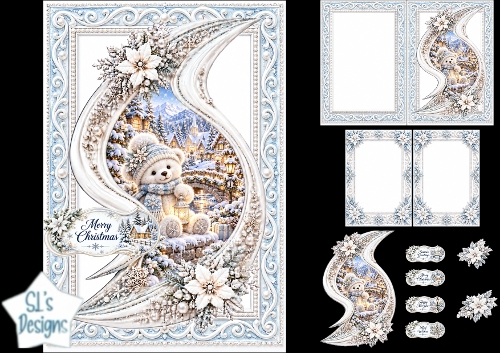 Cute Winter Teddy Bear Christmas Card Kit