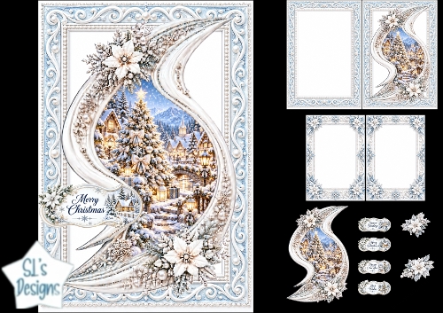 Luxury Christmas Tree Winter Village Card Kit