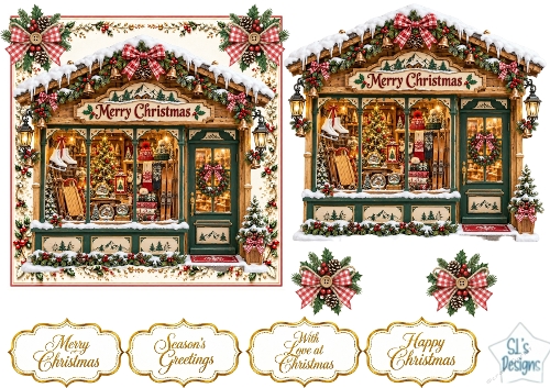 Rustic Christmas Market Stall Decoupage Topper Kit