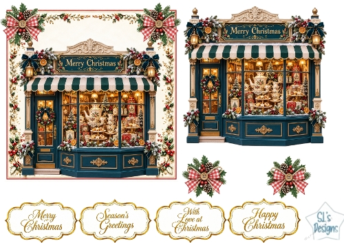 Elegant Christmas Tea Room Decoupage Topper Kit