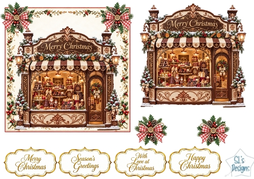 Luxury Christmas Chocolate & Sweet Shop Decoupage Topper Kit