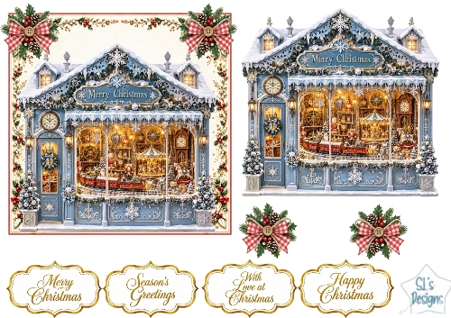 Winter Wonderland Toy Shop Decoupage Topper Kit