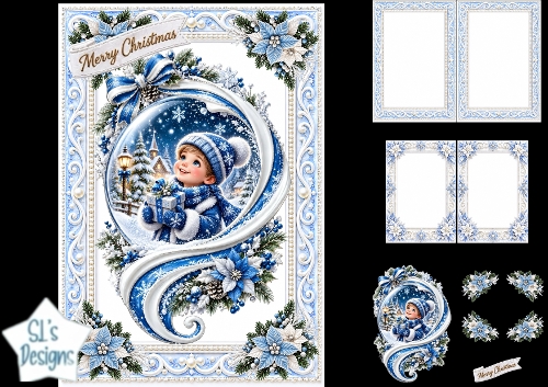 Blue Winter Christmas Child Snow Globe