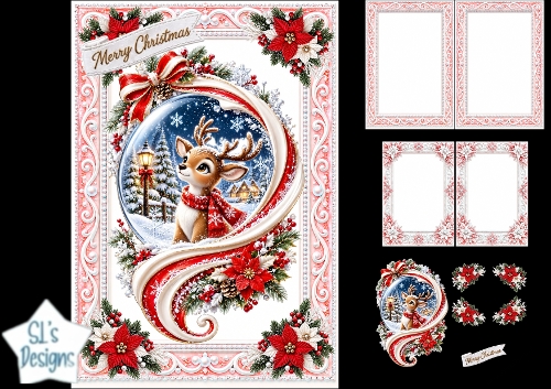 Cute Reindeer Snow Globe Christmas Card