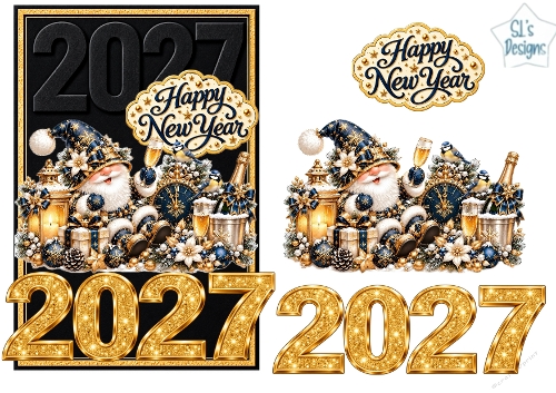Happy New Year 2027 Christmas Gnome Celebration