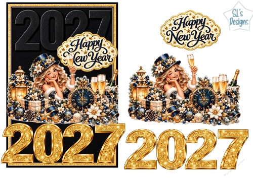 Happy New Year 2027 Glamorous Lady Celebration