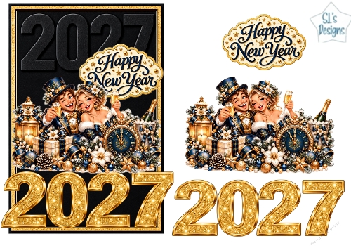 Happy New Year 2027 Romantic Celebration Couple