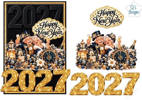 Happy New Year 2027 Senior Celebration Couple