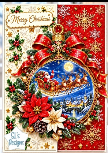 Santas Sleigh Christmas Bauble Mini Kit - Luxury Red Gold Ornament