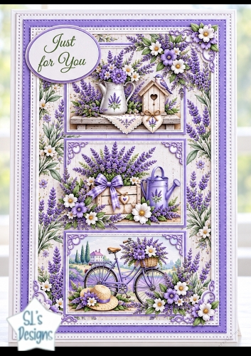 Lavender Garden Treasures Triple Panel Decoupage Card Kit