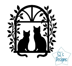 Cats at the Window SVG | Cat Silhouette Frame Cut File | Decorative Cat Lovers Papercraft Design