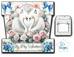 Swans in Love Valentine Card Making Kit – Elegant Swan Couple Love Card – Floral Romantic Valentine Kit