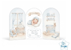 Its a Boy Baby Card Kit | Newborn Nursery Scene | Welcome Baby Boy Fold Card | Printable Card Making Kit