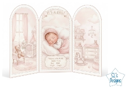 Its a Girl Baby Card Kit | Newborn Girl Nursery Scene | Welcome Baby Girl Fold Card | Printable Card Making Kit