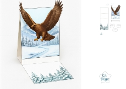 Winter Eagle Box Card with Scenic Landscape