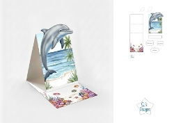 Ocean Dolphin Box Card with Underwater Scene