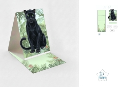 Tropical Panther Box Card with Jungle Leaves