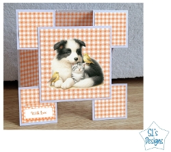 Cute Puppy & Kitten Stepper Card – Printable 3D Fold Card Design for Handmade Greeting Cards