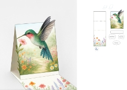 Elegant Hummingbird Garden Fold Card – Nature Printable